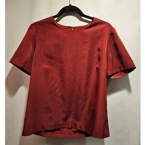 Blair Red Short Sleeve Scoop Neck Blouse Top Women's Small